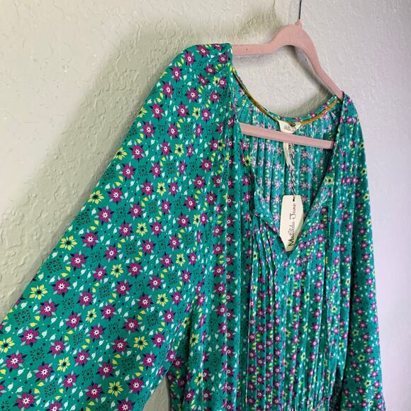 MATILDA JANE Dress Large Age of Aquarius Floral‎ Boho Prairie Tiered V-Neck Midi - Picture 8 of 15